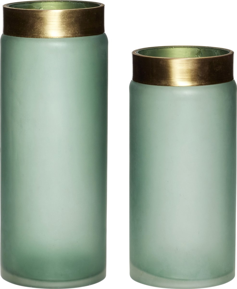 Hong  Vase  Grøn Guld  H12x30    Sæt     Stk