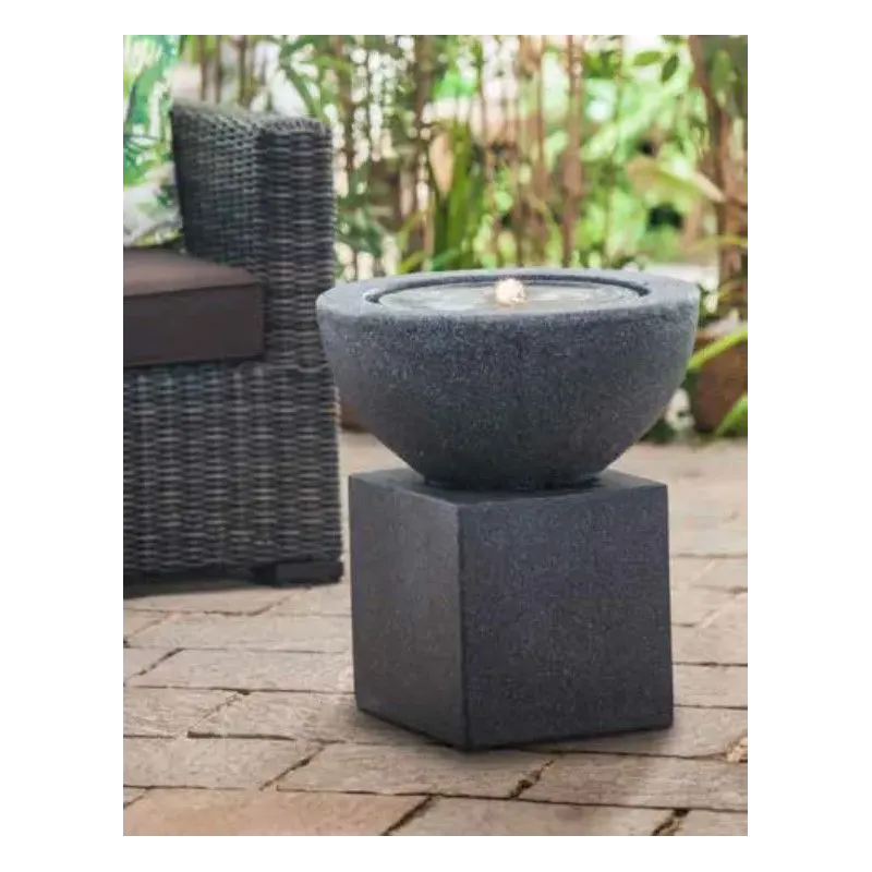 Garden Fountain Base  Cube  Black Color  31x31x31cm