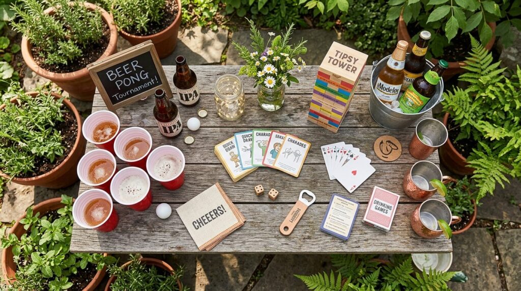 Overhead flat lay photography of an organized outdoor party 